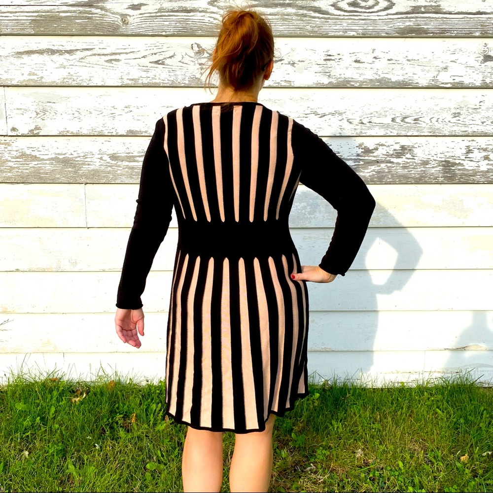 Calvin Klein Black and Pink Striped Fit and Flare Sweater Dress XL - Picture 3 of 7